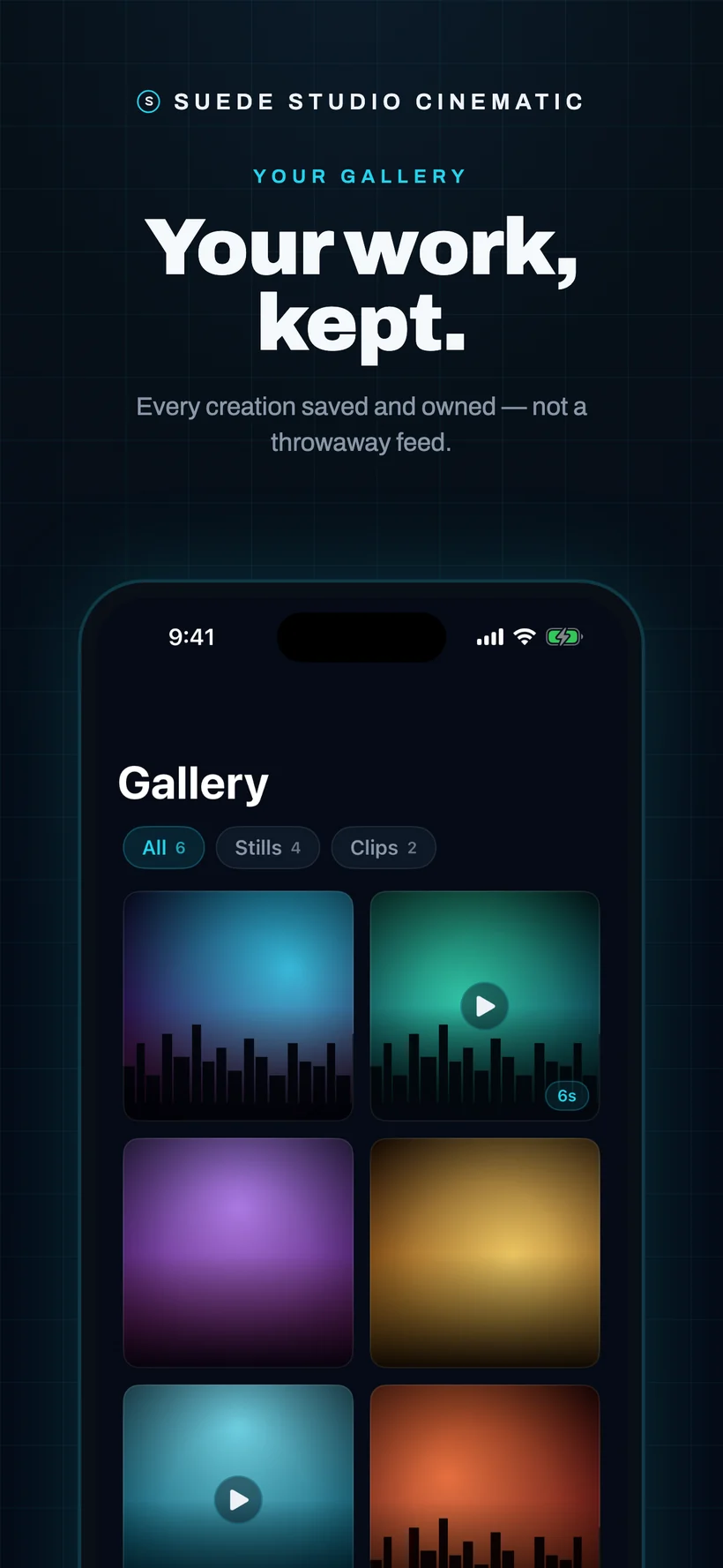 Suede iOS: your work, kept in your gallery