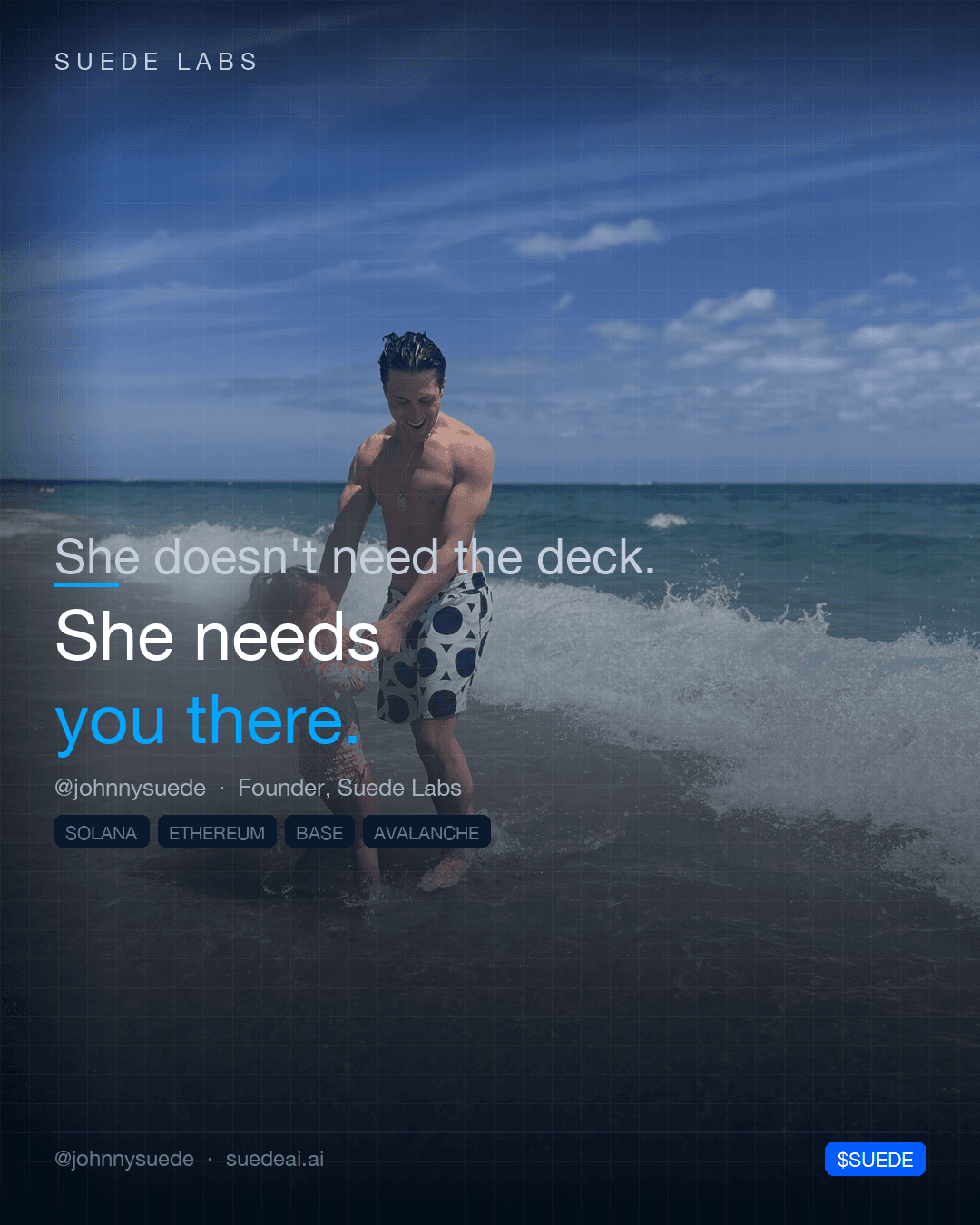 Jason Colapietro Suede Labs AI founder visual for creative IP ownership, music rights, creator infrastructure, and IP provenance: She Needs You There.